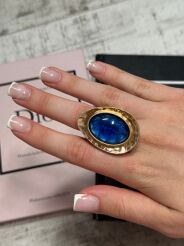 PIERŚCIONEK Z KAMIENIEM SPARKLING EYE KOBALT/ZŁOTO