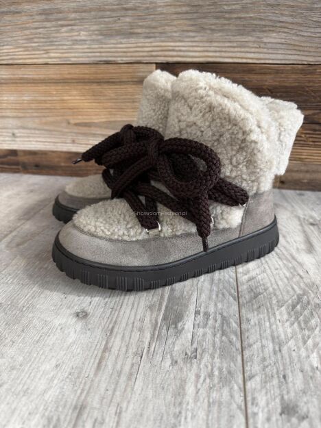BY O LA LA! BUTY BOTKI ŚNIEGOWCE BEŻ