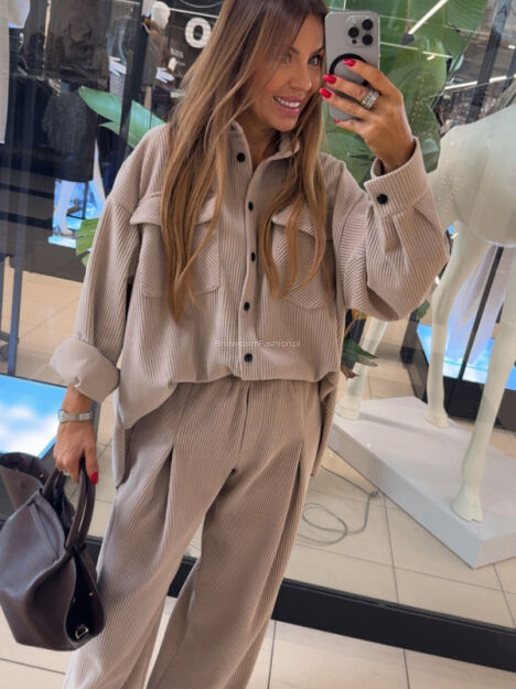 EMO OVERSIZOWA KOSZULA SZTRUKS BEŻ