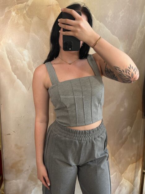 LA MILLA TOP GORSET Z SUWAKIEM SZARY
