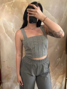 LA MILLA TOP GORSET Z SUWAKIEM SZARY
