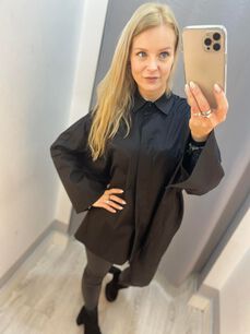 BY O LA LA...! OVERSIZOWA KOSZULA GUZIKI CZARNA
